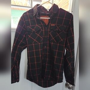Black and Orange Plaid Button-Up Shirt